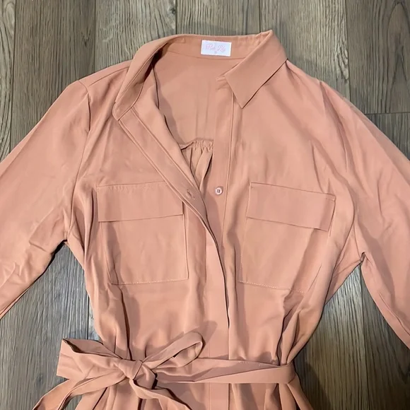 Pink Lily rust utility shirt dress - Picture 2 of 7